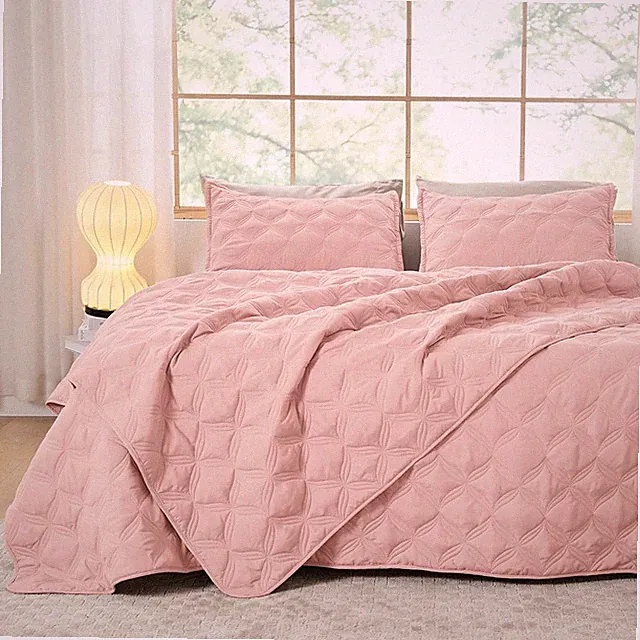 Blush Pink Oversized King Quilt Set - Lightweight Boho Bedding, 3 Pieces