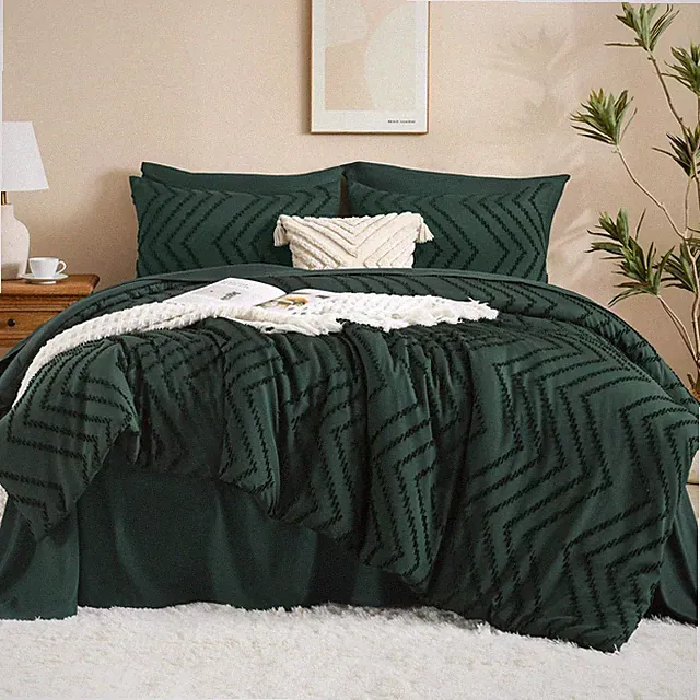 Dark Emerald Green Queen Comforter Set - 7 Piece Bedding Set with Sheets