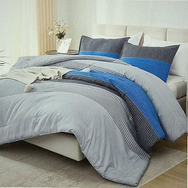 Litanika Blue California King Comforter Set - 3 King, Grey