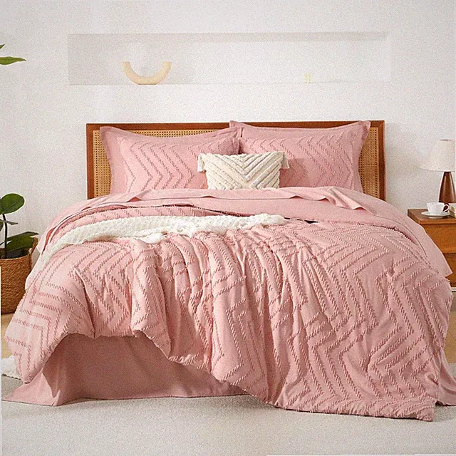 Litanika Blush Pink Full Size Comforter Set with Sheets - 7 Pieces Bed in a Bag