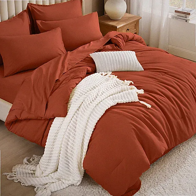 Litanika Burnt Orange Comforter King Size (104"x90"), 10