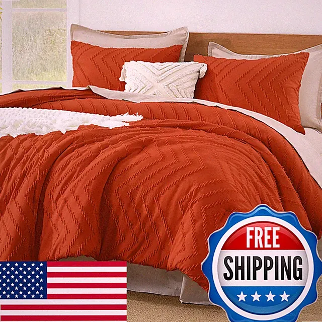 Litanika Burnt Orange King Comforter Set 3 Pieces Lightweight Terracotta Rust