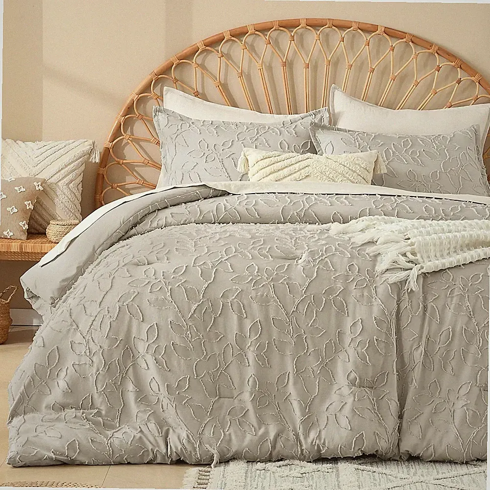 Litanika California King Size Comforter Set Oatmeal, Beige 3 Piece Cal King Boho