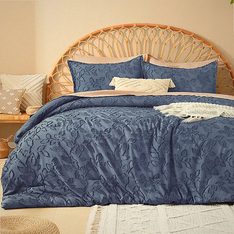 Litanika California King Size Comforter Set Ocean Blue 3 Piece Cal King Cream