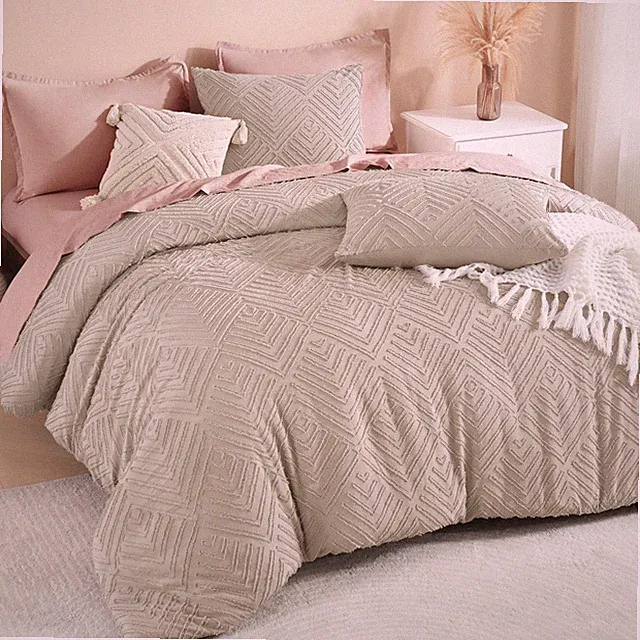 Litanika Comforter King Size Set Oatmeal, 3 (104"x90"), 02-oatmeal