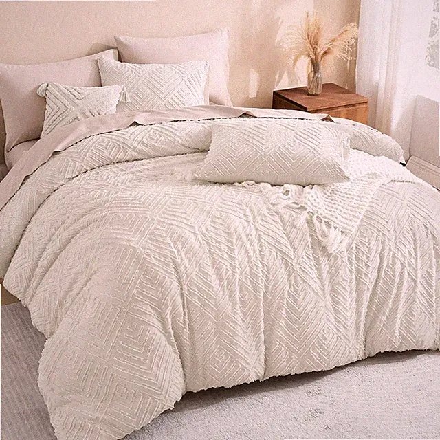 Litanika Comforter Set, 3 Pieces Tufted Boho Farmhouse, Comforter + Pillowcases