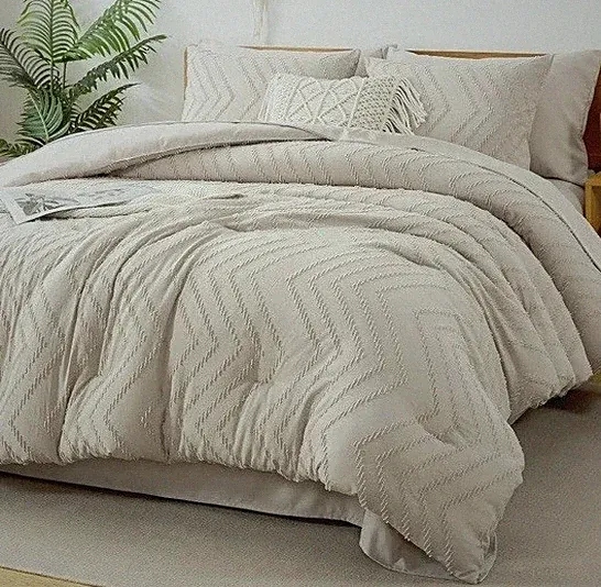 Litanika Comforter Set Oversized King (120"x98") Oatmeal 7 Piece Set Boho