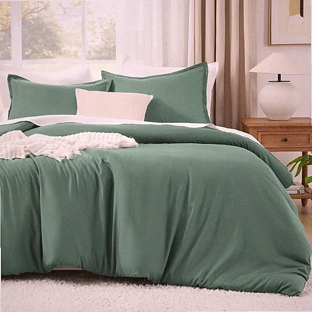 Litanika Comforters Full Size Haze Green, 3 Pieces Lightweight Solid Bedding Set