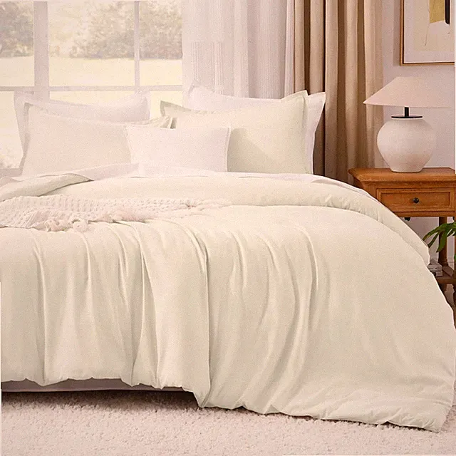 Litanika Comforters Ivory Oversized Queen Size 3 Pieces Lightweight Solid
