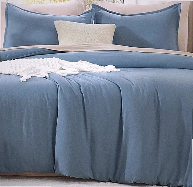 Litanika Comforters Queen Size Set Grayish Blue, 3 Pieces Lightweight Solid Bedd