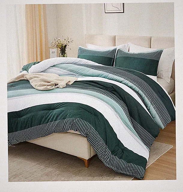 Litanika Dark Emerald Green King Bed Comforter Set, 3 Pieces Bedding Set, Colorb