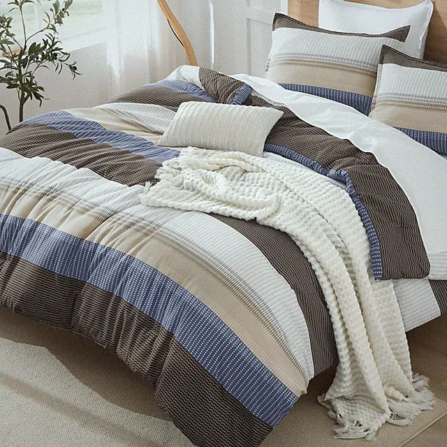 Litanika Full Comforter Set Blue Brown - 3 Pieces Full