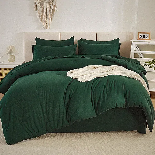 Litanika King Size Comforter Set Dark Emerald (104"x90"), Green