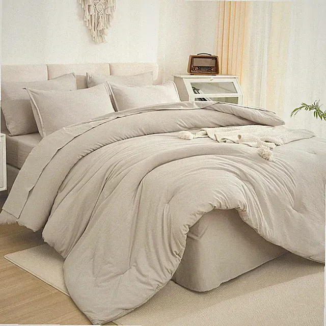 Litanika King Size Comforter Set Linen - 7 Pieces Bed in a Bag King Bedding