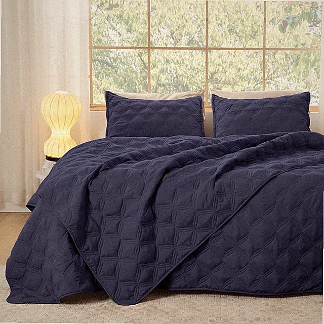 Litanika Oversized King Quilt Bedding Set 120x120 Navy Comforter Bedspread Boho