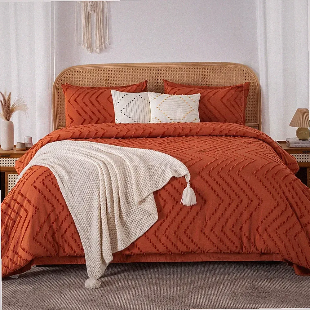 Litanika Queen Comforter Set with Sheets Burnt Orange - 7 Pieces Bed in a Bag