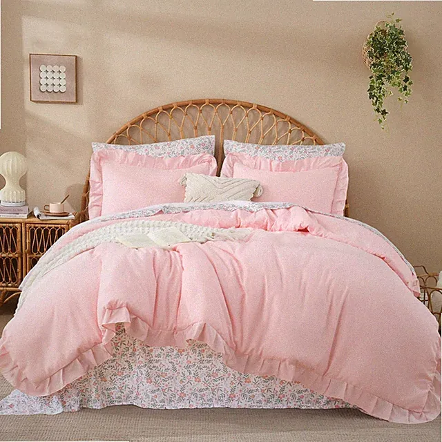 Litanika Queen Size Comforter Sets - 7 Pieces Ruffle Pink Bed in a Bag, Soft...