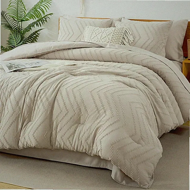 Litanika Twin XL Comforter Set Oatmeal - Boho XL(68"x 92"), Dark